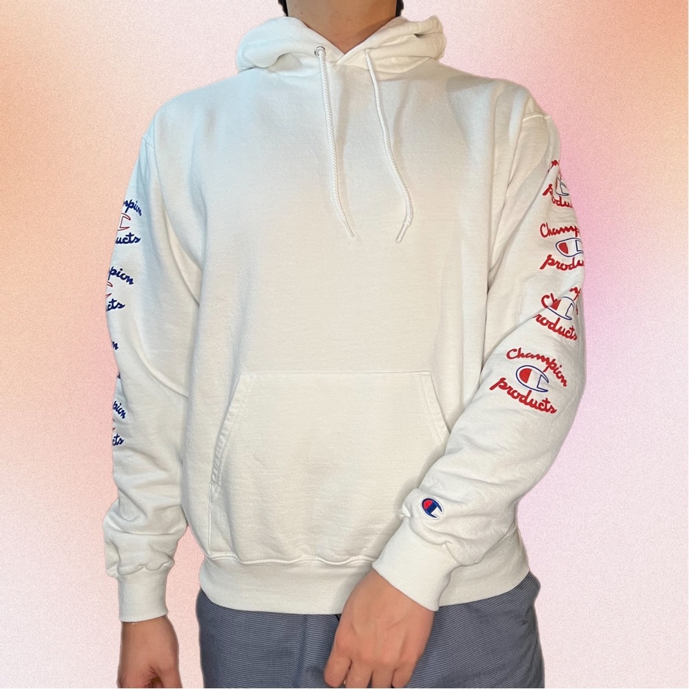 White Champion Graphic Hoodie